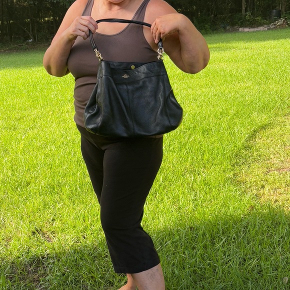 COACH SATCHEL BLACK LEATHER COMPARTMENTS SILVER HARDWARE - Picture 15 of 15